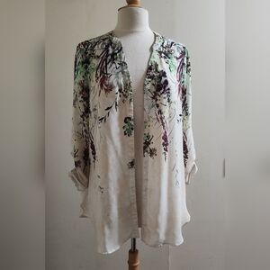 AMANDA GREEN Button Up Floral Long Sleeve Blouse Tunic